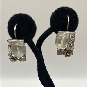 Elegant Silver and Crystal Earrings Pierced Handmade by Michal Golan Art Unique